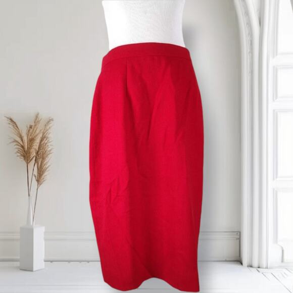 Vintage Bicci Florine Wachter Red Wool Power Suit 10 Jacket Skirt 80s Velvet - Picture 6 of 16